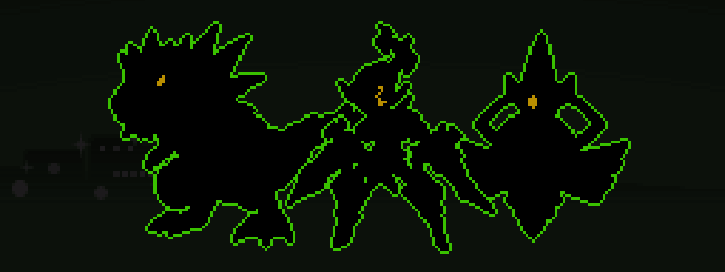 Silhouettes of characters from the fan Pokémon game